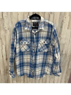 Howitzer We The People Mens XL Blue White Flannel Shirt Cotton Pockets Shacket